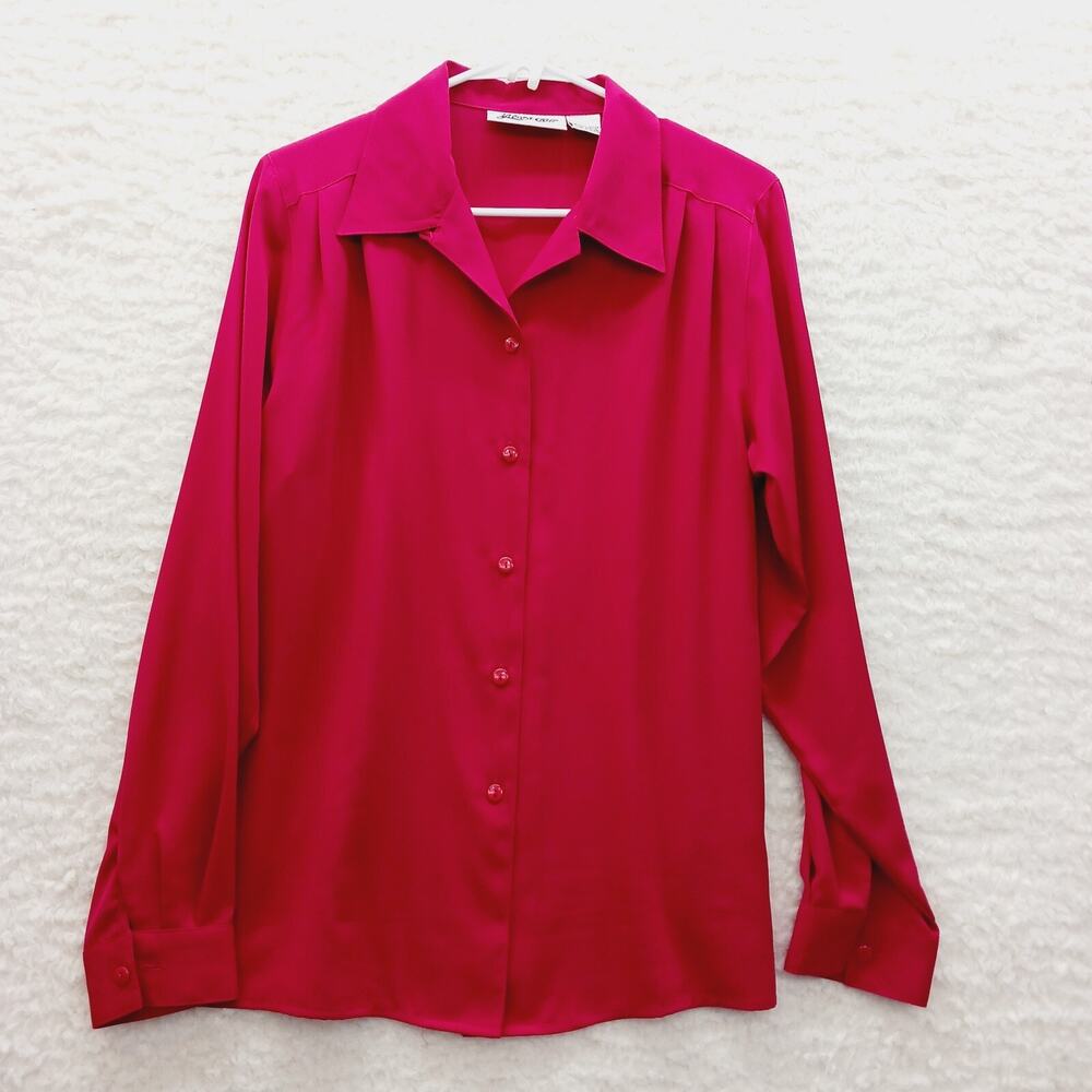 Blouse Button-Up Size 14 Rose Glam Romantic Whimsycore Office Siren Y2K Chic